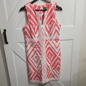 Taylor Coral and White Chevron Beach Dress